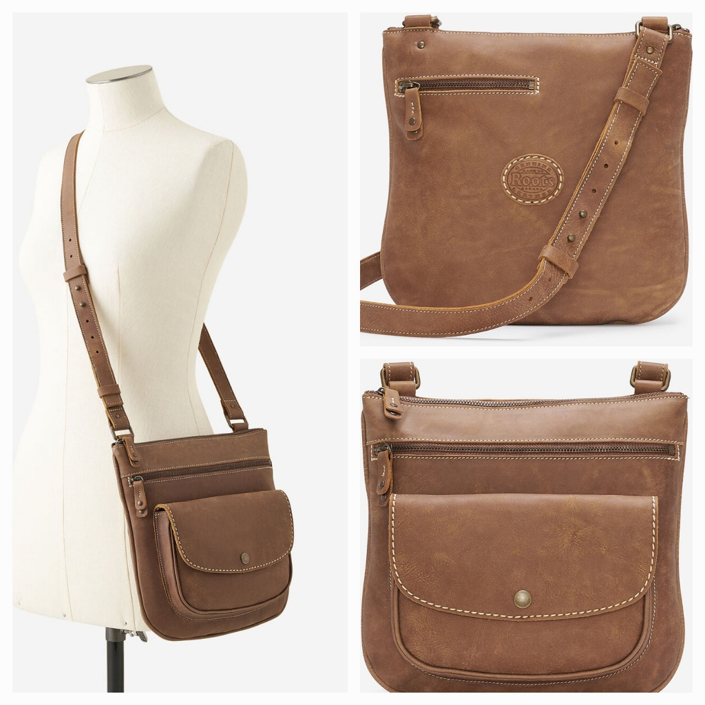 Roots Canada Riverside Saddle Leather Tribe Cross Body Bag.